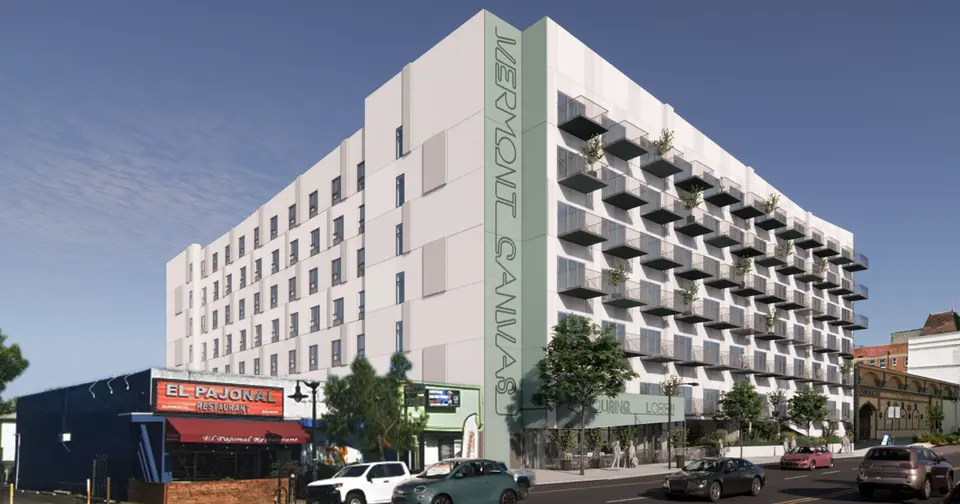 Modular Units Stacked for 290-Unit Affordable Housing Project in East Hollywood